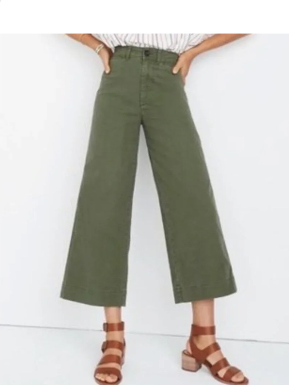 Madewell Sage Green Wide-Leg Cropped Jeans